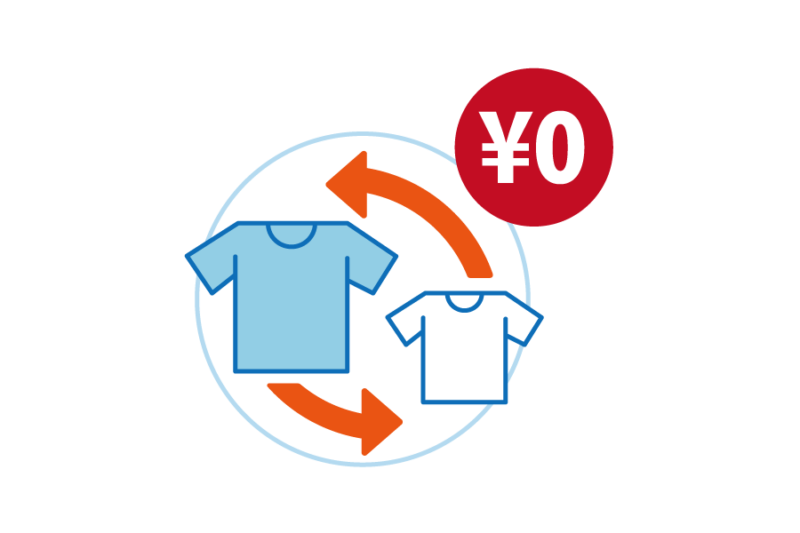 商品の 色違い・サイズ違いの交換が可能無料イラスト(Ai・PNG)素材