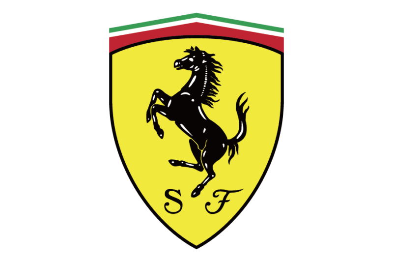 イタリアの高級スポーツカー自動車メーカー、フェラーリ（Ferrari）の無料ロゴ素材｜logo eps ai pngフリー素材で使えるロゴ素材高品質データをダウンロード！