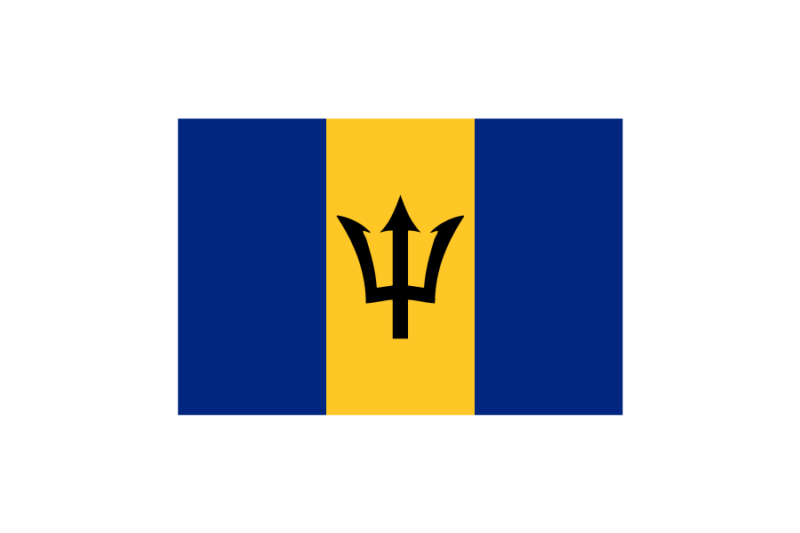 バルバドス (Barbados)国旗のフリー素材、無料素材イラストダウンロード　ai png