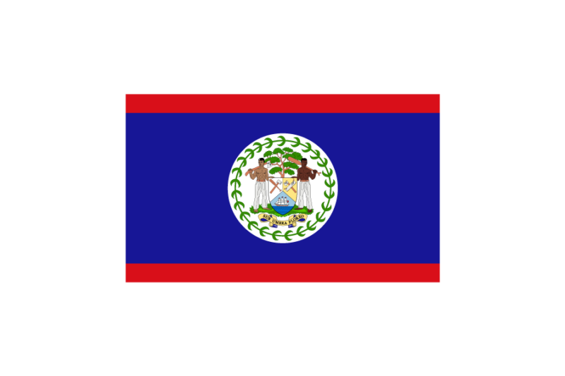 ベリーズ（Belize/BIZ）国旗のフリー素材、無料素材イラストダウンロード　ai png