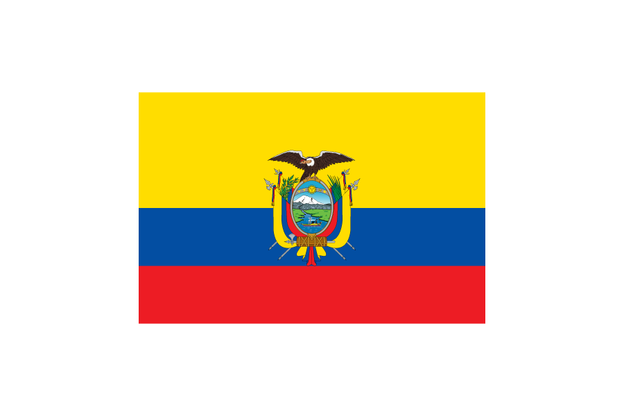 エクアドル (Ecuador)国旗のフリー素材、無料素材イラストダウンロード　ai png