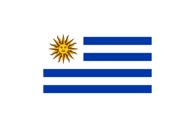 ウルグアイ (Uruguay)国旗のフリー素材、無料素材イラストダウンロード　ai png