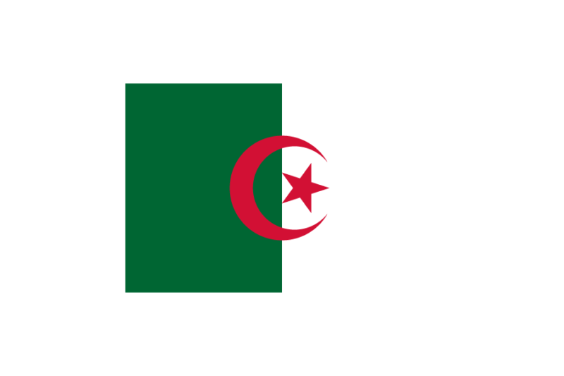北アフリカ-アルジェリア (Algeria)国旗のフリー素材、無料素材イラストダウンロード　ai png