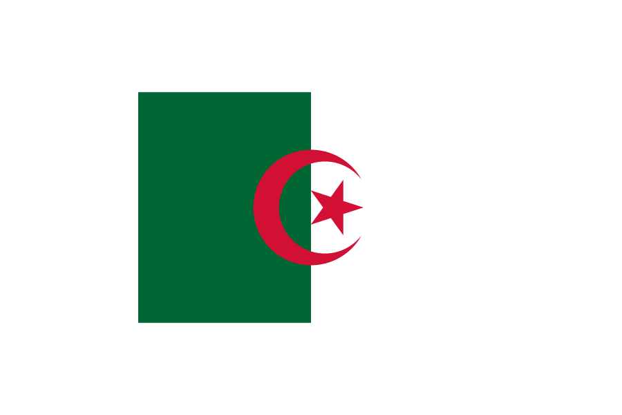 北アフリカ-アルジェリア (Algeria)国旗のフリー素材、無料素材イラストダウンロード　ai png
