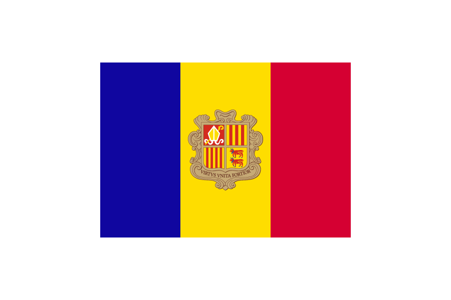 アンドラ (Andorra)国旗のフリー素材、無料素材イラストダウンロード　ai png