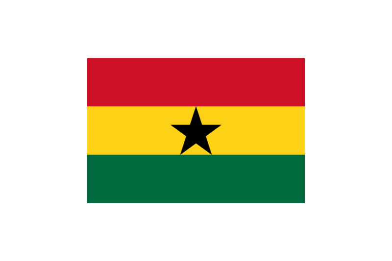 西アフリカ-ガーナ (Ghana)国旗のフリー素材、無料素材イラストダウンロード　ai png