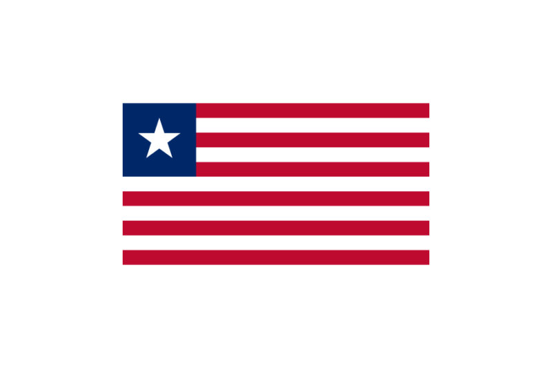 西アフリカ-リベリア (Liberia)国旗のフリー素材、無料素材イラストダウンロード　ai png