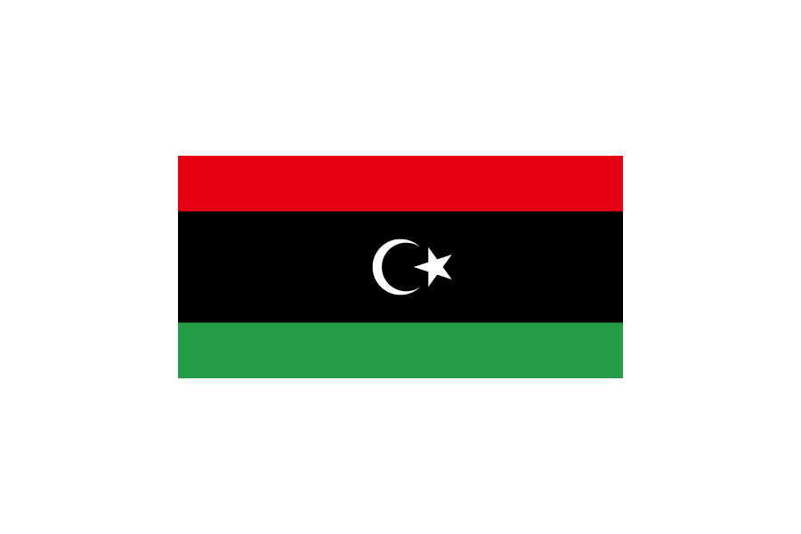 北アフリカ-リビア (Libya)国旗のフリー素材、無料素材イラストダウンロード　ai png