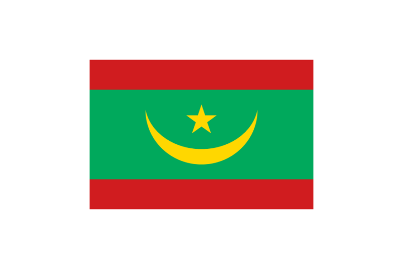 西アフリカ-モーリタニア (Mauritania)国旗のフリー素材、無料素材イラストダウンロード　ai png