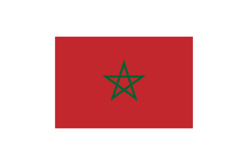 北アフリカ-モロッコ (Morocco)国旗のフリー素材、無料素材イラストダウンロード　ai png