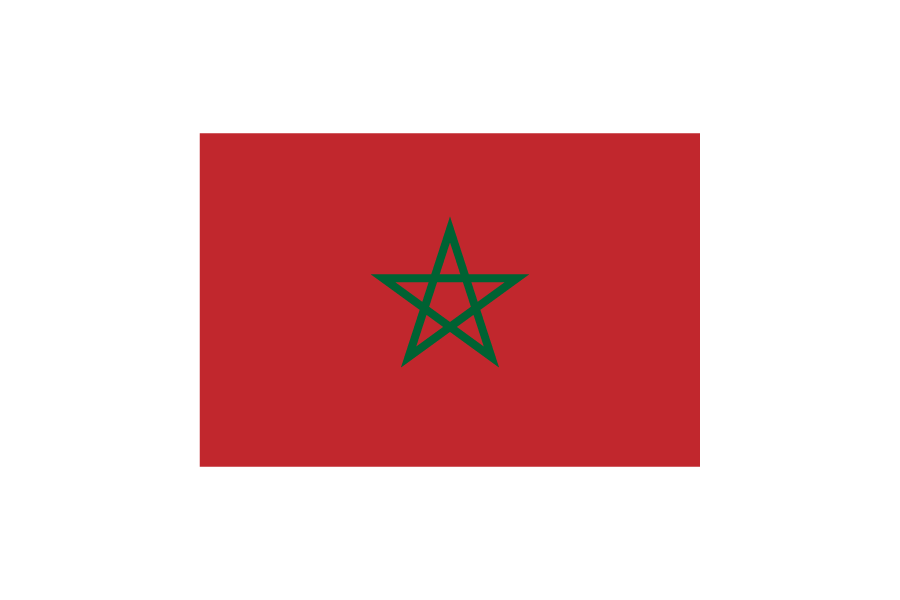 北アフリカ-モロッコ (Morocco)国旗のフリー素材、無料素材イラストダウンロード　ai png