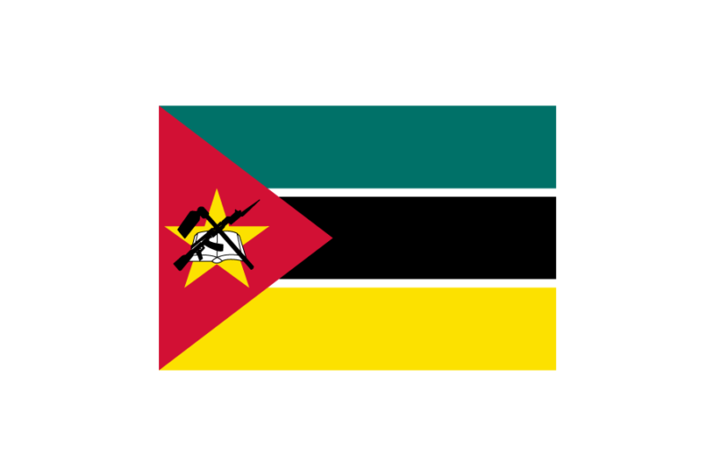 東アフリカ-モザンビーク (Mozambique)国旗のフリー素材、無料素材イラストダウンロード　ai png