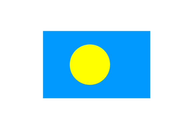 オセアニア（大洋州）パラオ (Palau)国旗のフリー素材、無料素材イラストダウンロード　ai png