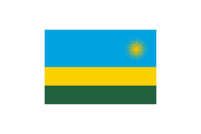東アフリカ-ルワンダ (Rwanda)国旗のフリー素材、無料素材イラストダウンロード　ai png