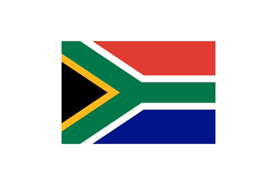 南アメリカ-南アフリカ共和国 (South Africa)国旗のフリー素材、無料素材イラストダウンロード　ai png