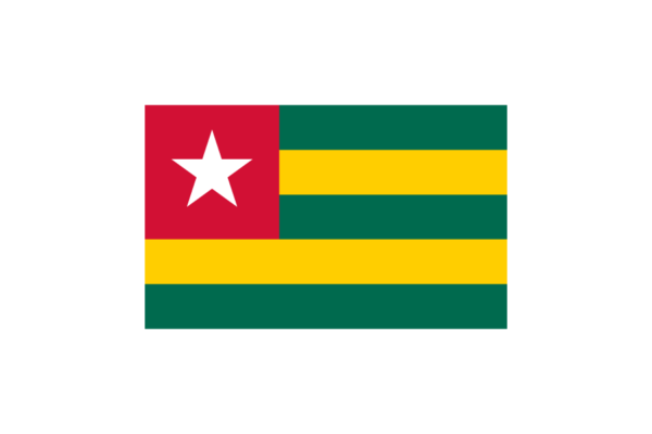 西アフリカ-トーゴ (Togo)国旗のフリー素材、無料素材イラストダウンロード　ai png