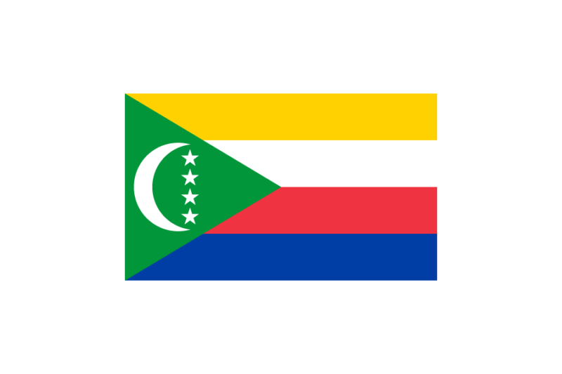 東アフリカ-コモロ (Comoros)国旗のフリー素材、無料素材イラストダウンロード　ai png
