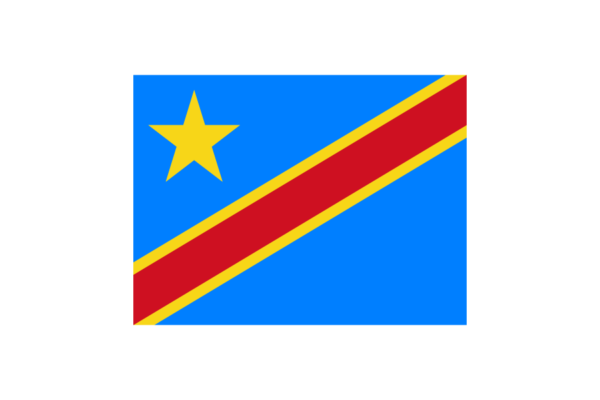 中央アフリカ-コンゴ民主共和国 (Democratic Republic of the Congo)国旗のフリー素材、無料素材イラストダウンロード　ai png