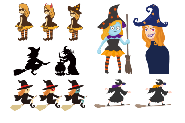 ハロウィンの雰囲気顔色の悪い、魔女のフリーイラストのフリーイラストの無料素材イラストダウンロード（AI・PNG形式）