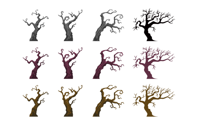 ハロウィンの無料枯れ木のイラストの無料素材イラストダウンロード（AI・PNG形式）