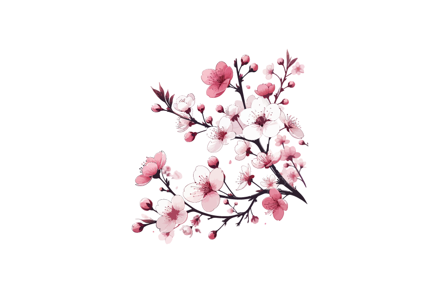 桜 イラスト かわいい 花びら 散る 枝 角など SVG 無料　イラスト素材ダウンロード