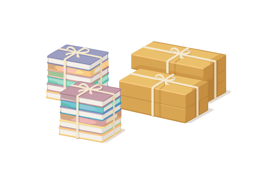 古本・ダンボールのイラスト