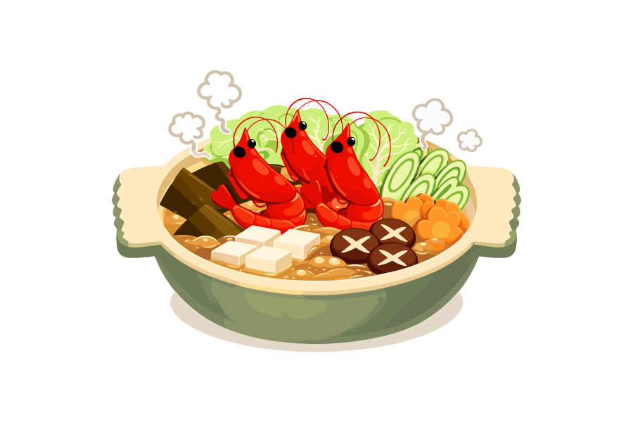 海老の寄せ鍋のイラスト
