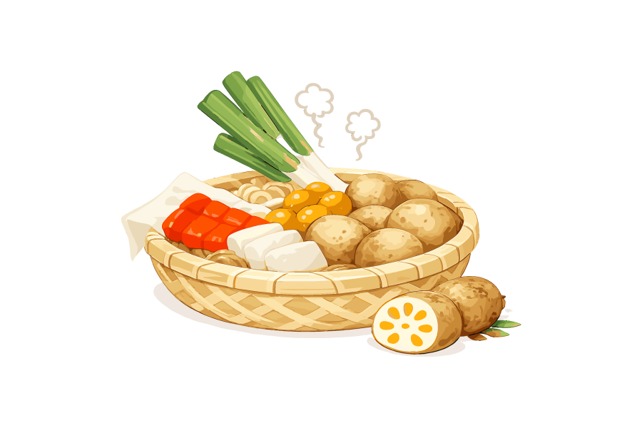 芋煮の具材のイラスト