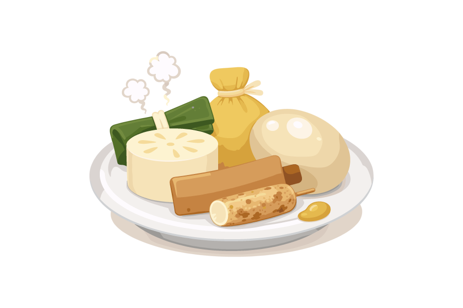 おでんの盛り合わせのイラスト