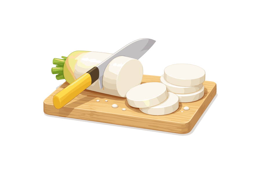 大根の切り方・輪切りのイラスト