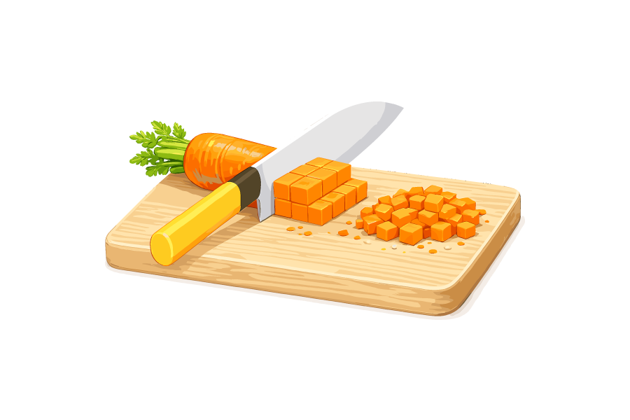 人参の切り方・さいの目切りのイラスト
