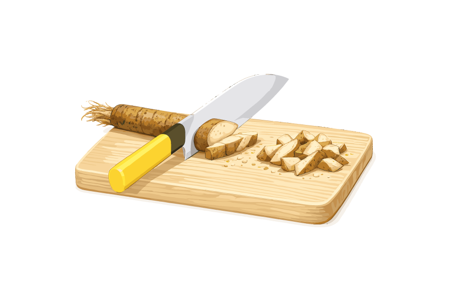 ゴボウの切り方・乱切りのイラスト