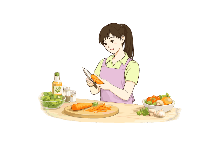料理をしている女性のイラスト02