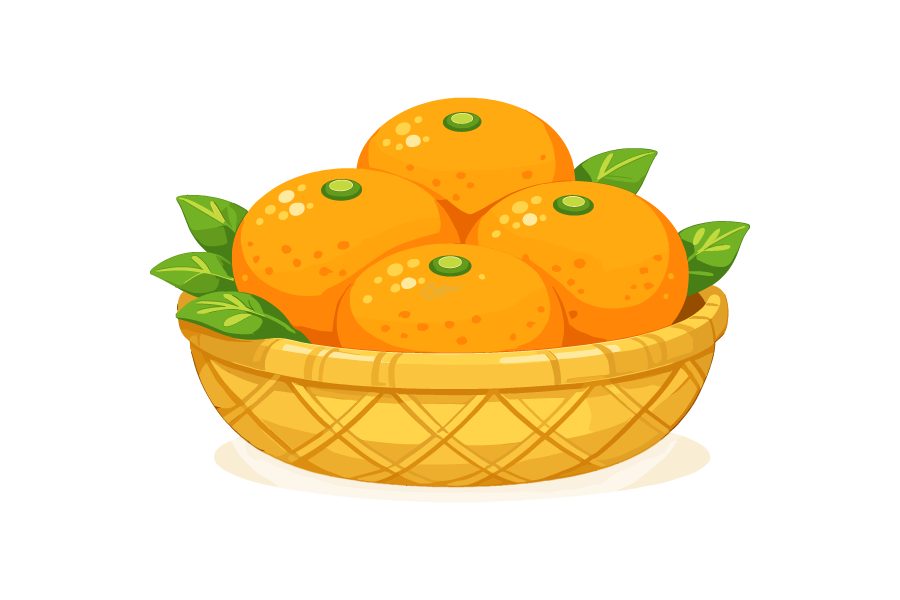 かご盛りのみかんのイラスト