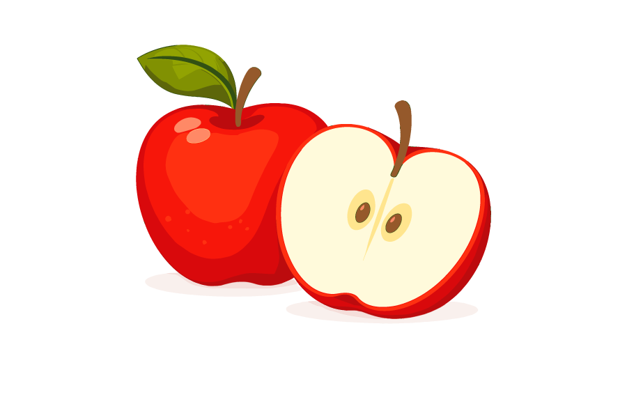カットしたリンゴのイラスト