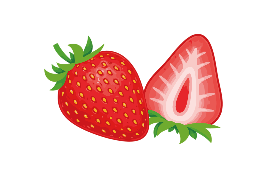 カットしたイチゴのイラスト