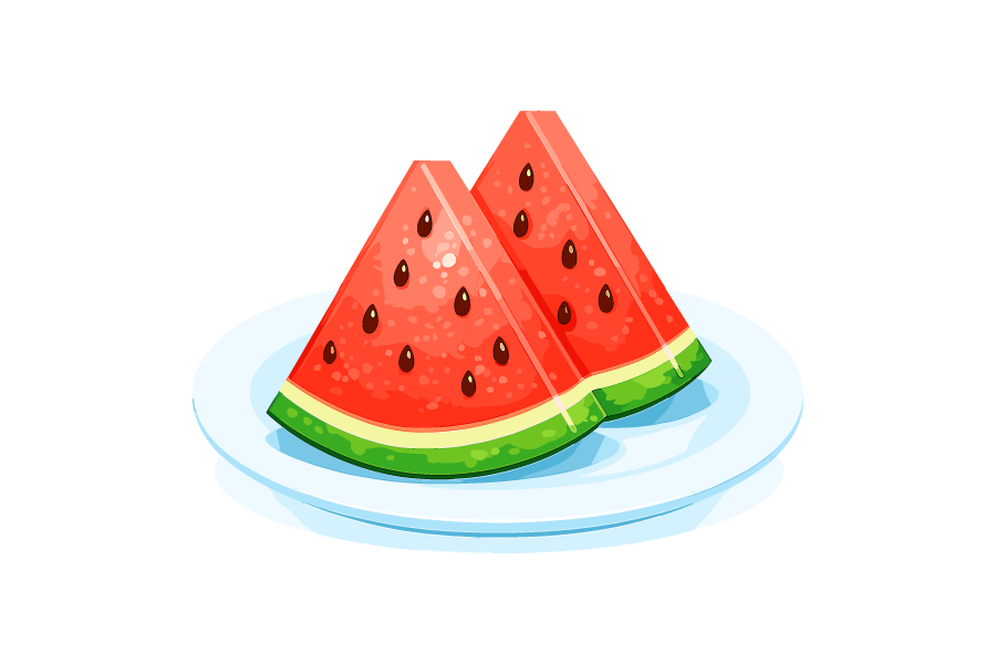 カットされたスイカ（西瓜）イラスト