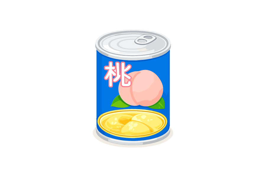 桃の缶詰のイラスト