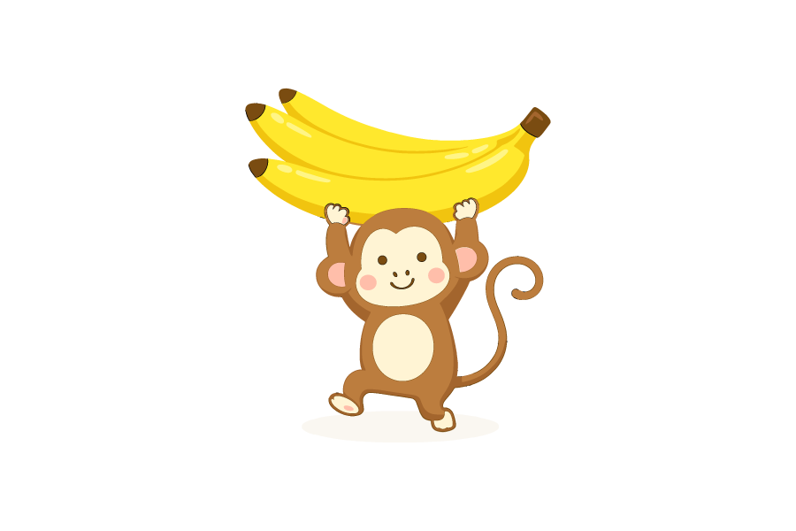 バナナを両手で持つお猿さんのイラスト