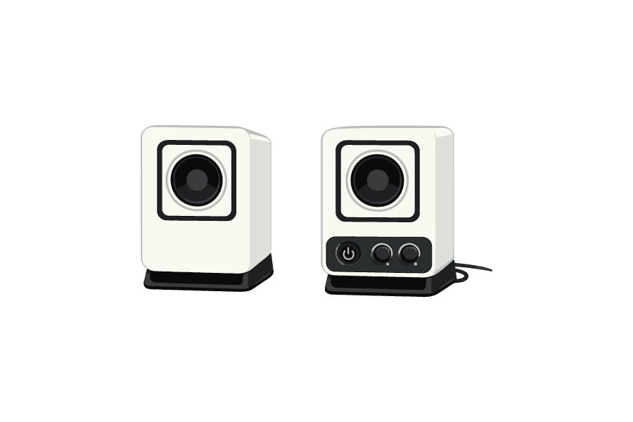 パソコン用の小型スピーカーのイラスト