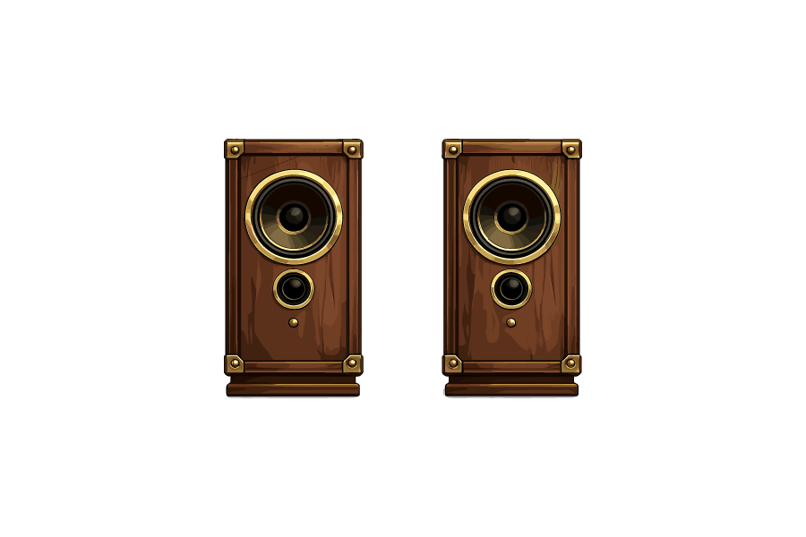 アンティークなウッドスピーカーのイラスト
