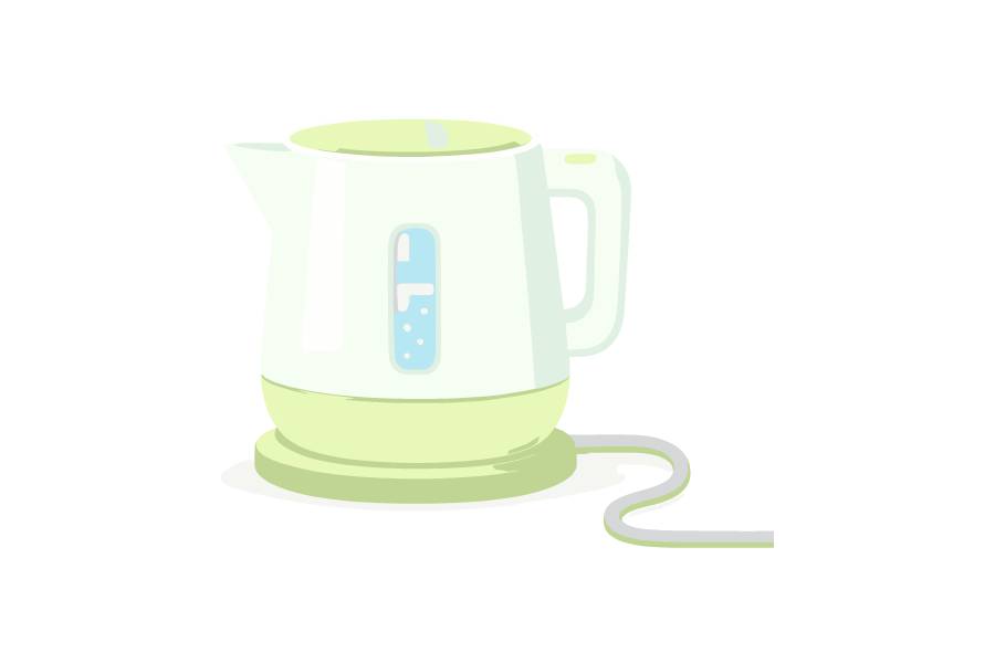 電気ポットでお湯を沸かすイラスト