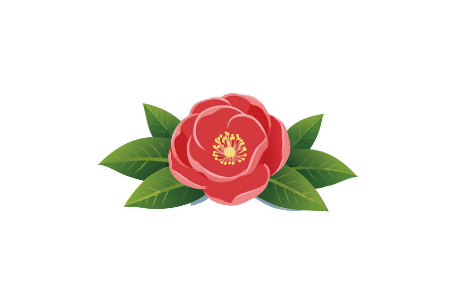 赤い椿のイラスト