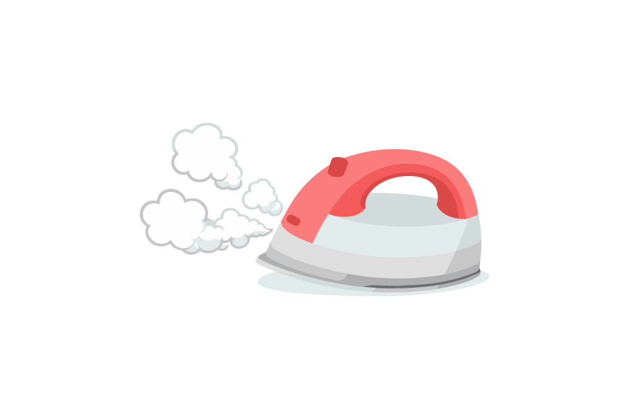 水蒸気が出ているアイロンのイラスト