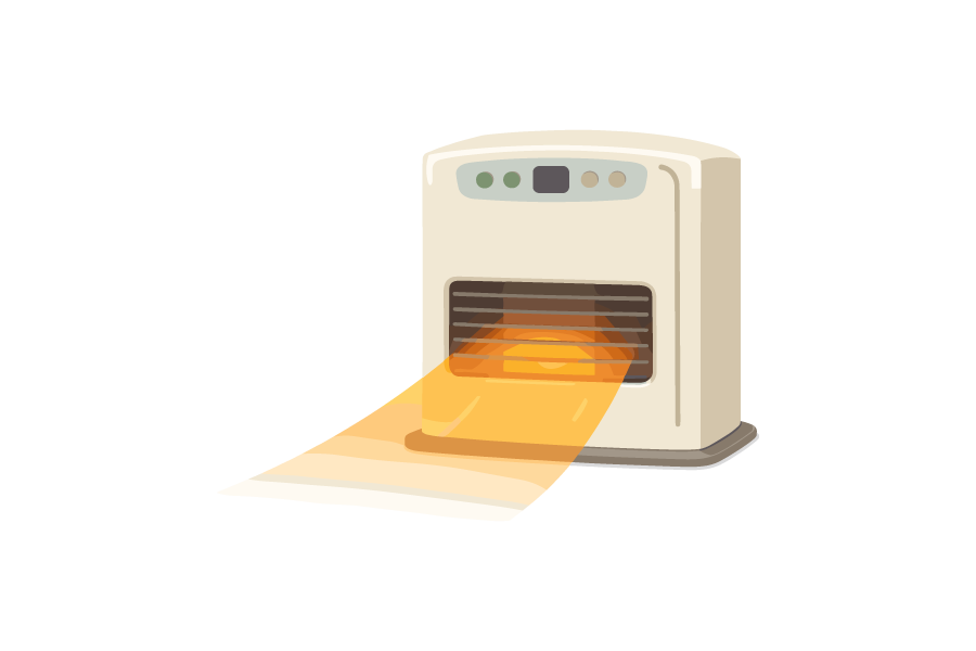 温風が出ている石油ファンヒーターのイラスト