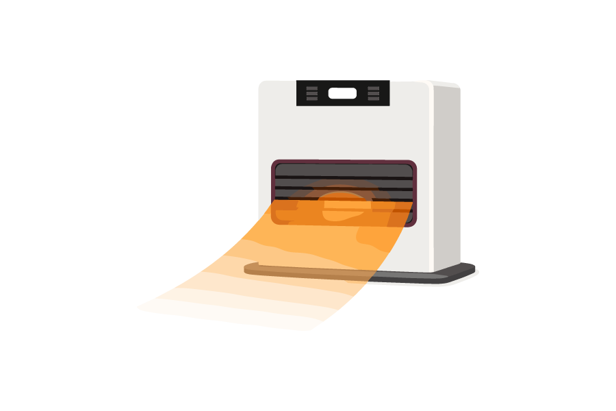 温風が出ている石油ファンヒーターのイラスト