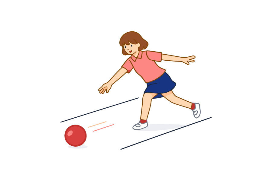 ボーリング・投げているシーンのイラスト