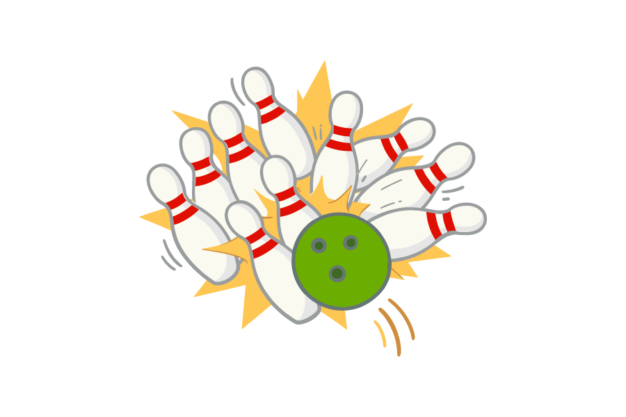 ボーリングのストライクのイラスト