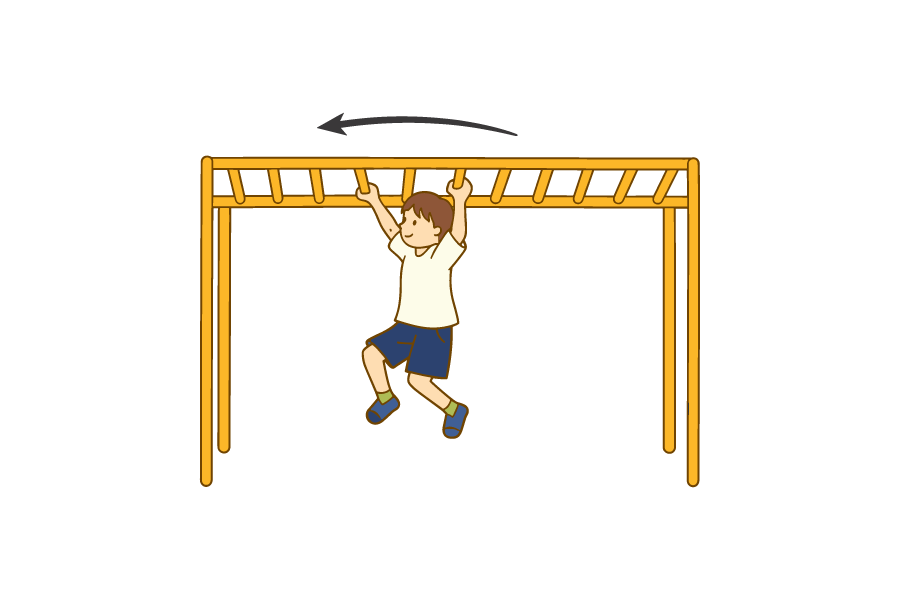 うんていをする少年のイラスト