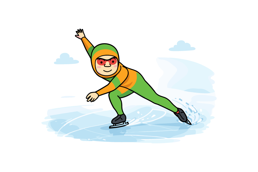 スピードスケートの選手のイラスト